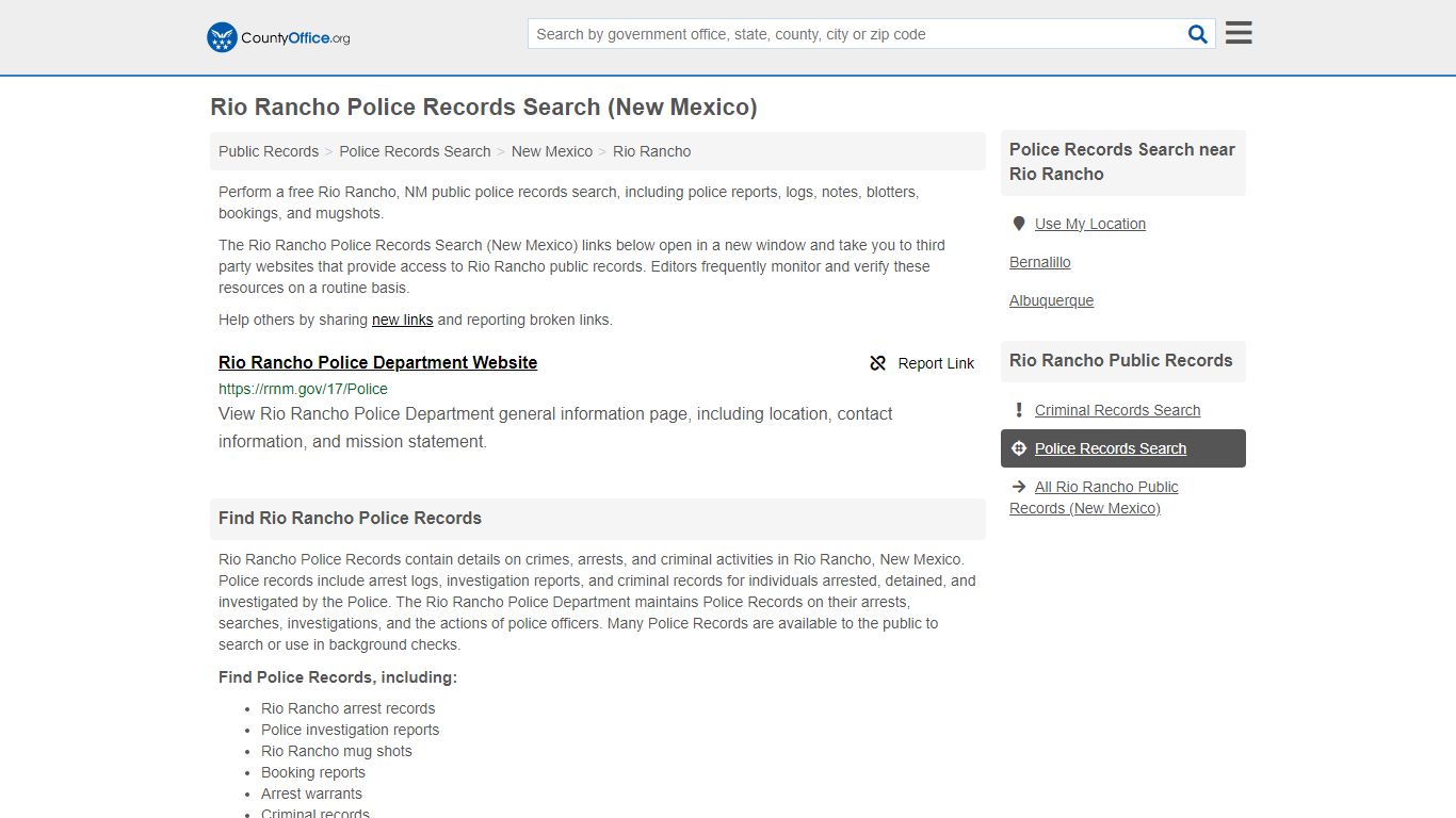 Police Records Search - Rio Rancho, NM (Accidents & Arrest Records)